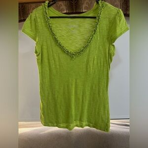INC International Concepts Green Ruffled Short Sleeve Tee